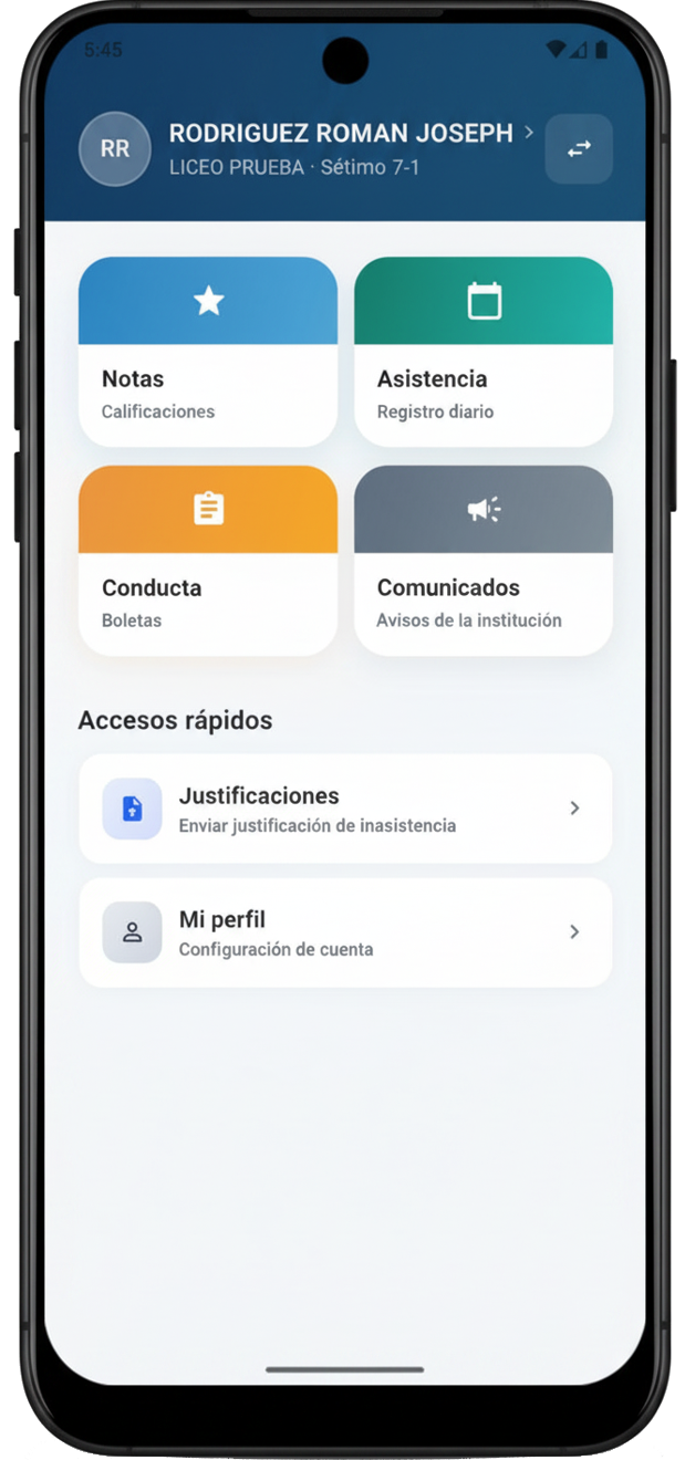 Pantalla principal de la app ColeManager Hogar